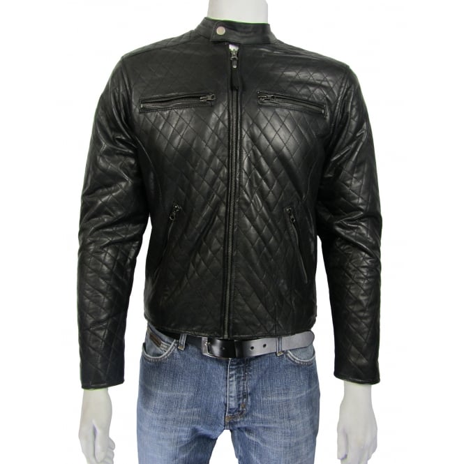 100 Real Leather Mens Leather Black 2 Zip Diamond Biker Rock Fashion Jacket Mens From Aztec 