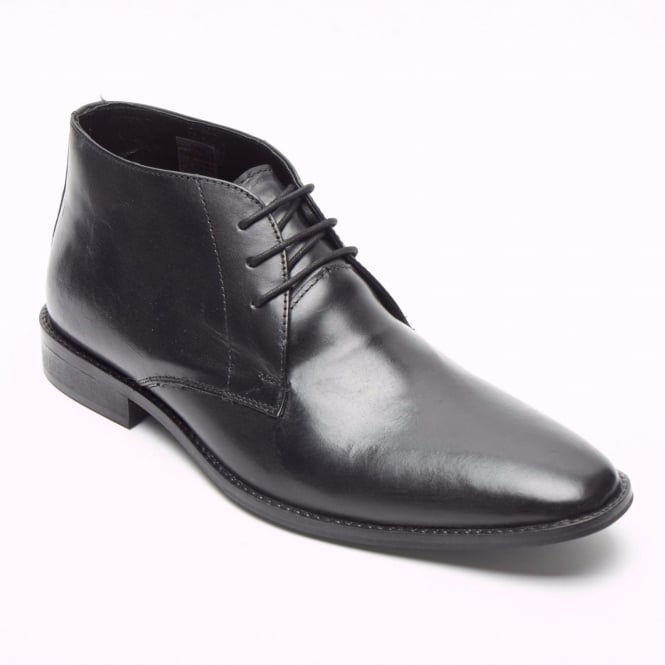 Lucini Lucini Formal Men Black Leather Formal Heels Wedding Office Desert Lace Up Boots Mens 3745