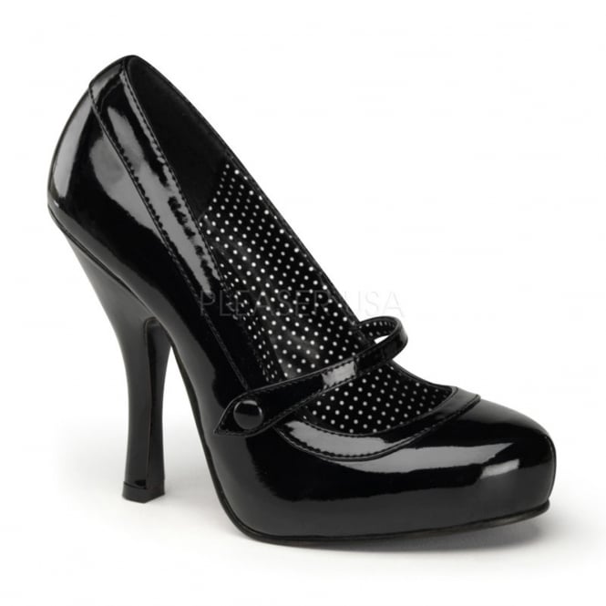 Pin Up Couture Cutiepie 02 Ladies Black Mary Jane Pump 4 1 2 Heels